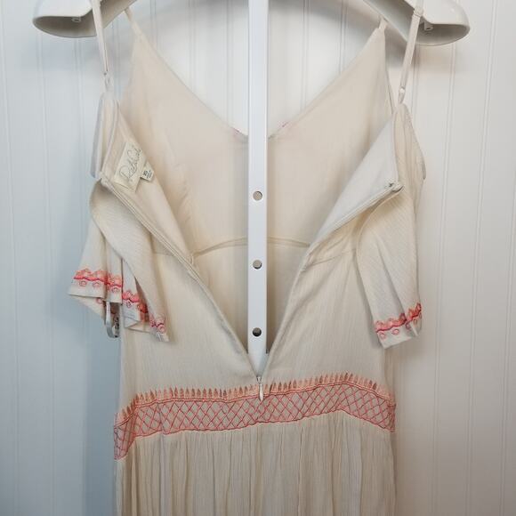 Rahi Cali Boho Embroidered Cold Shoulder Tassel Mini Dress XS - Picture 4 of 7